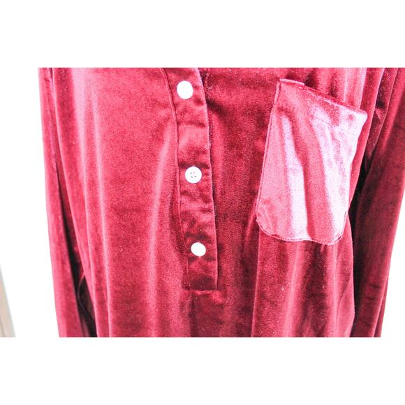 New Burgundy Velvet Henley Tunic Top Size 2XL Soft Stretch Holiday Christmas - Picture 2 of 4